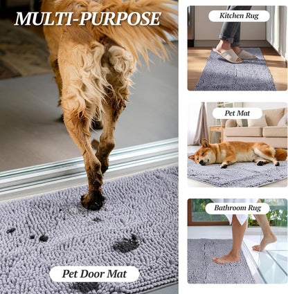 Dog Door Mat Absorpmax Dog Mat for Muddy Paw, 31 × 20", Grey
