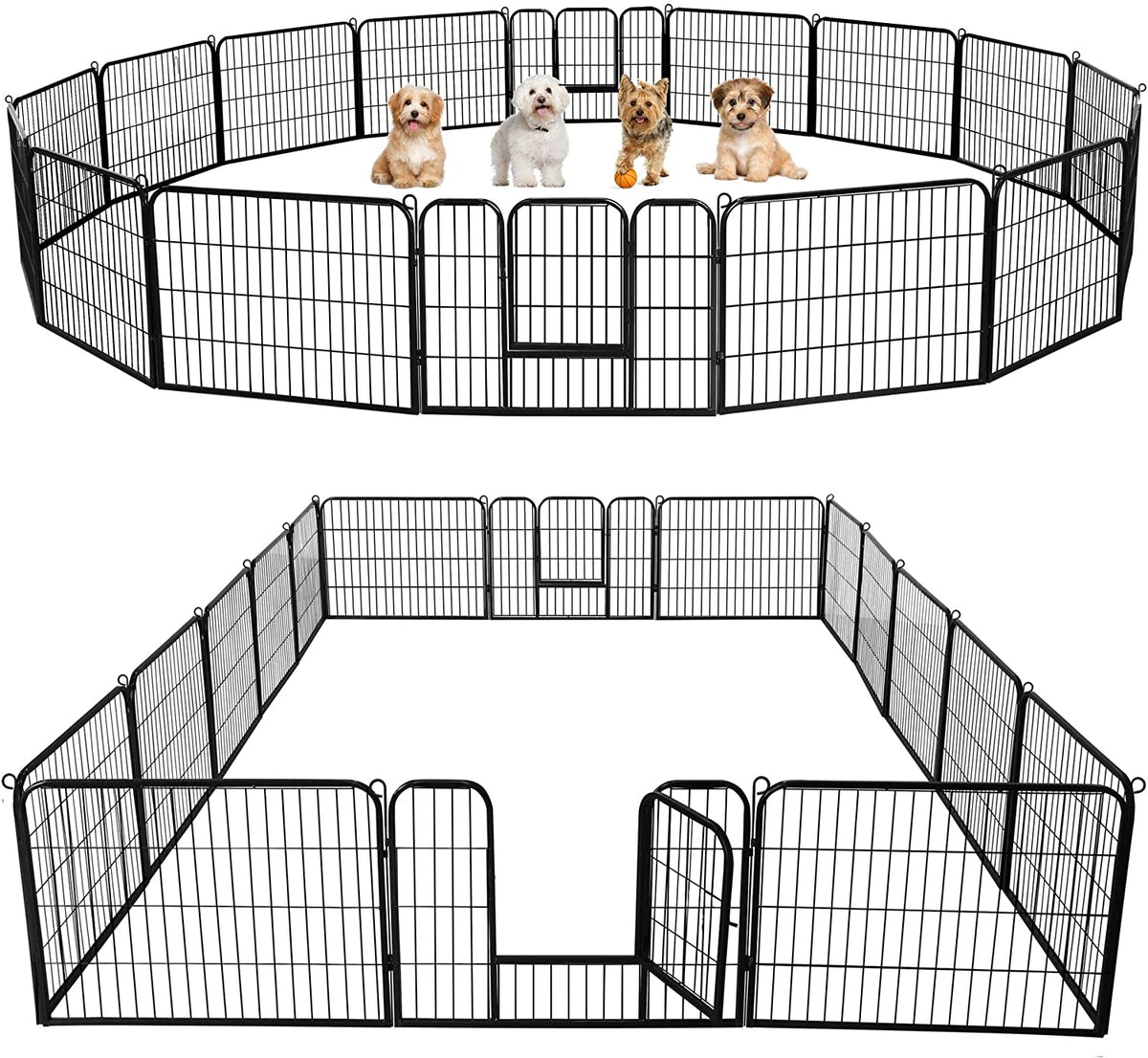 Dog Playpen 24In 16 Panels Pet Fence for Indoor Yard RV Camping
