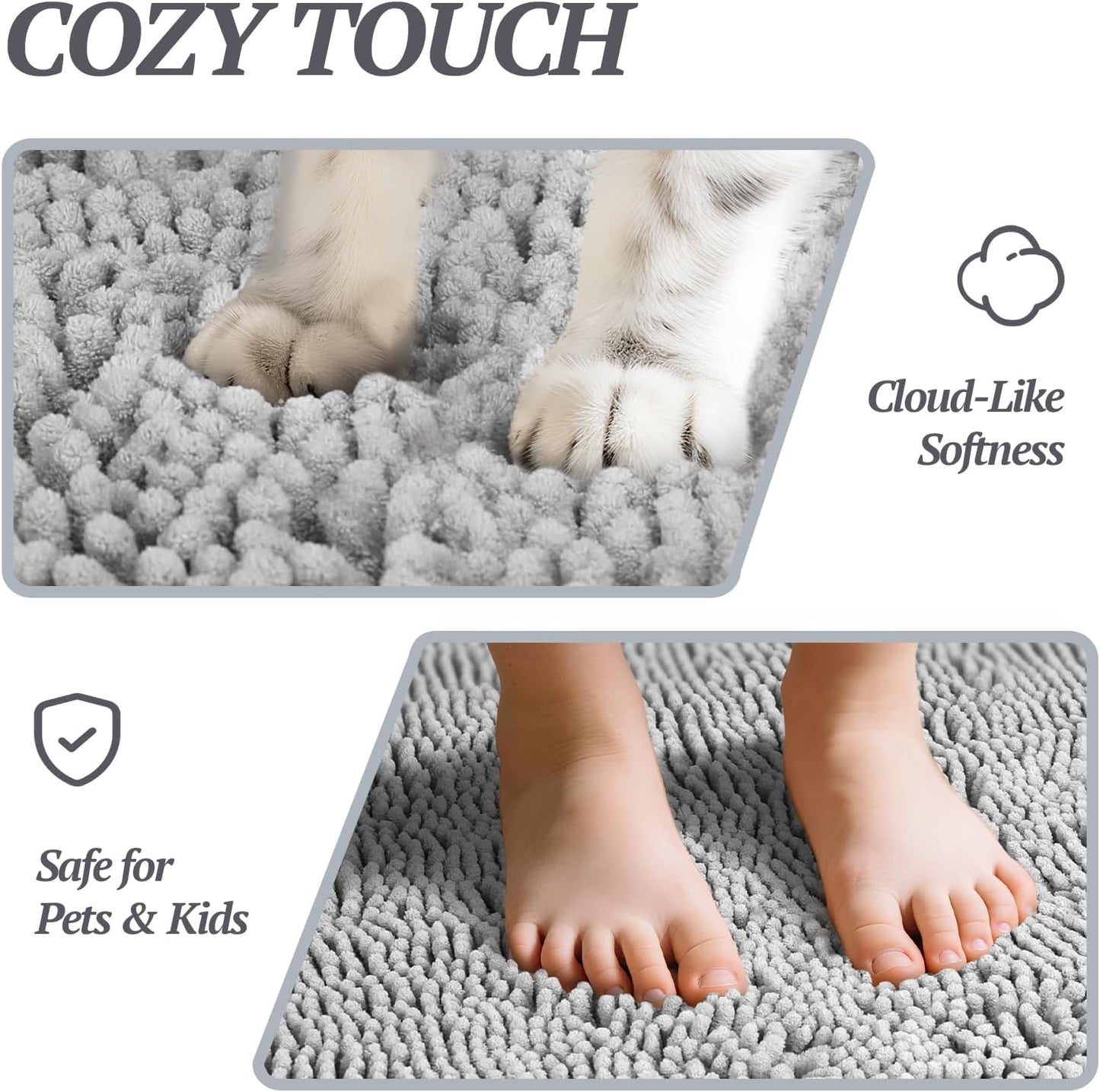 Dog Door Mat Absorpmax Dog Mat for Muddy Paw, 31 × 20", Grey