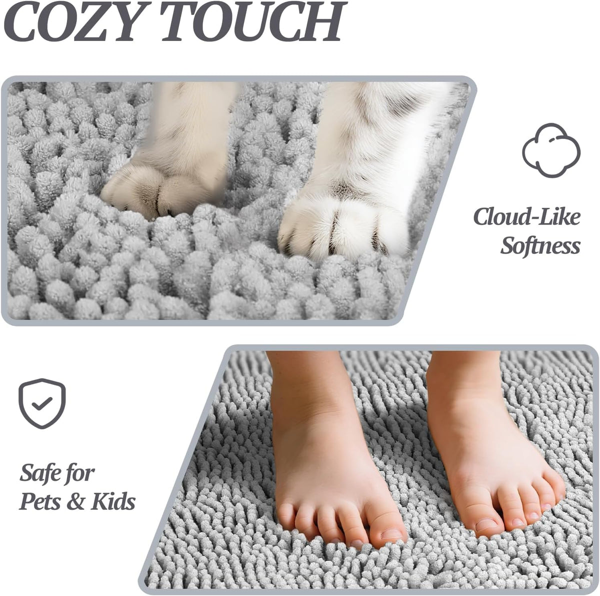 Dog Door Mat Absorpmax Dog Mat for Muddy Paw, 31 × 20", Grey